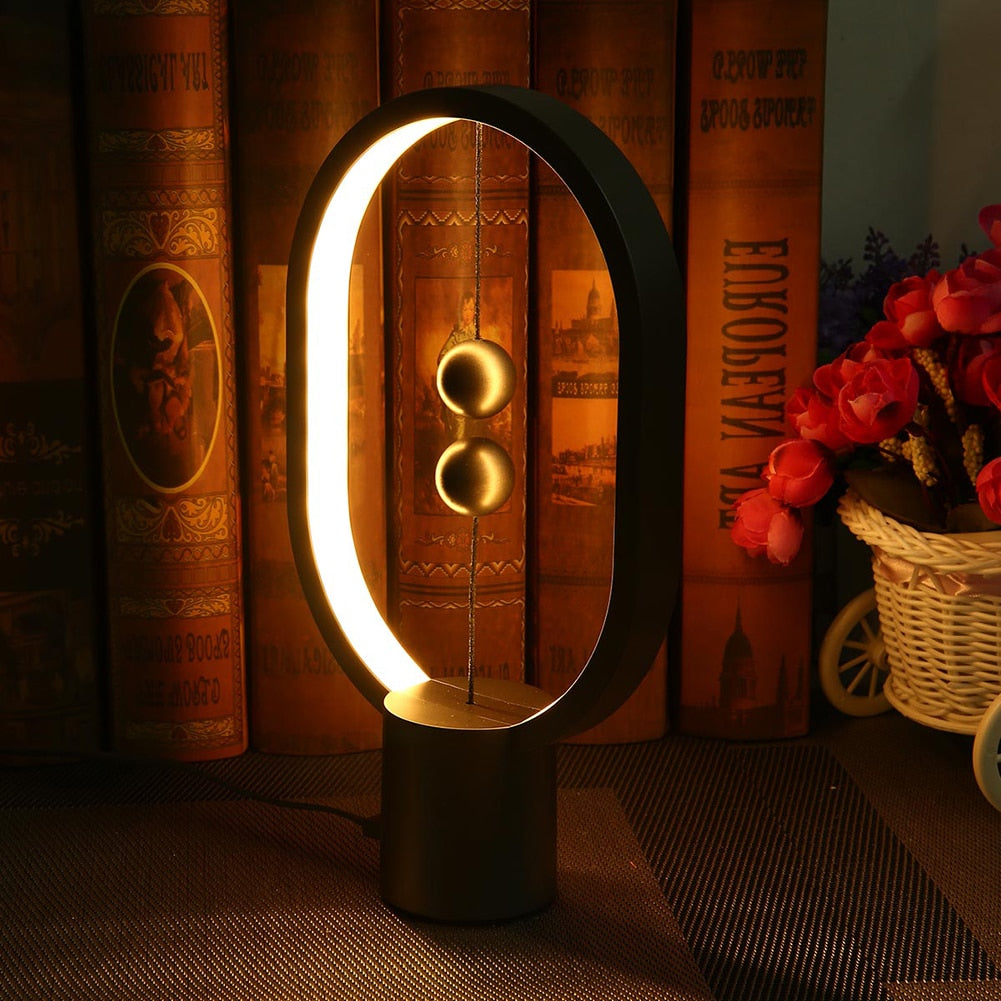 LED Mini Table Lamp Desktop Lamp Bedroom Lamp Oval Magnetic Air Switch Eye Protection Night Light Touch Control Lamp Lighting