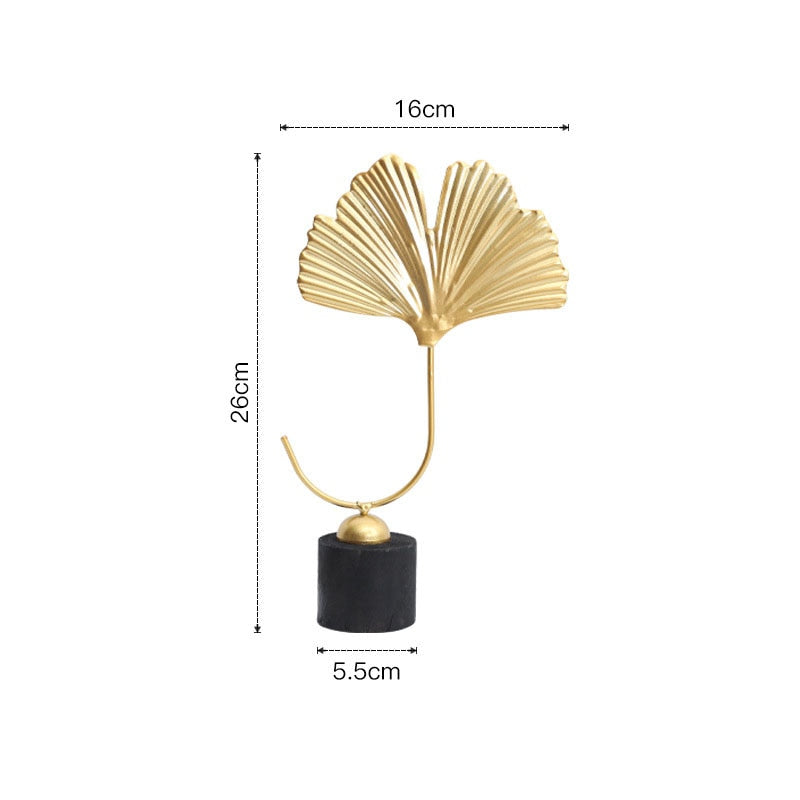 Nordic Gold Ginkgo Leaf Crafts Leaves Sculpture Luxury Living Room Decor Home Decoration Accessories Office Desktop Ornaments