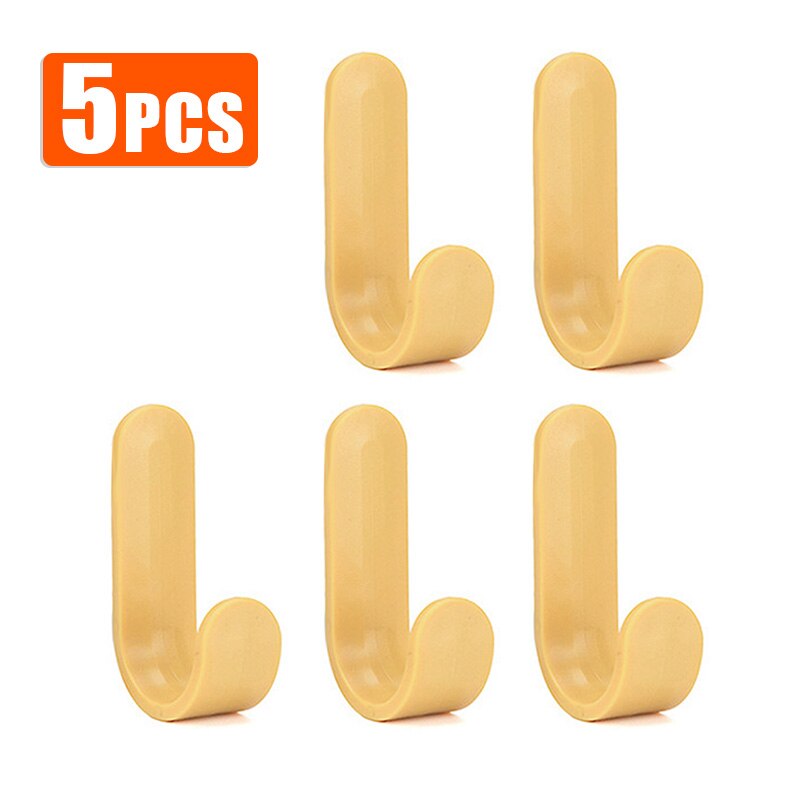 5PCS Self Adhesive Wall Hook Strong Without Drilling Coat Bag Bathroom Door Kitchen Towel Hanger Hooks Home Storage Accessories