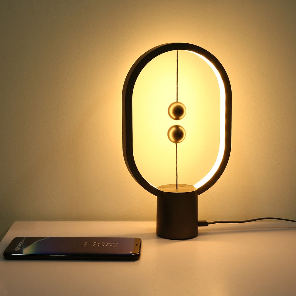 LED Mini Table Lamp Desktop Lamp Bedroom Lamp Oval Magnetic Air Switch Eye Protection Night Light Touch Control Lamp Lighting