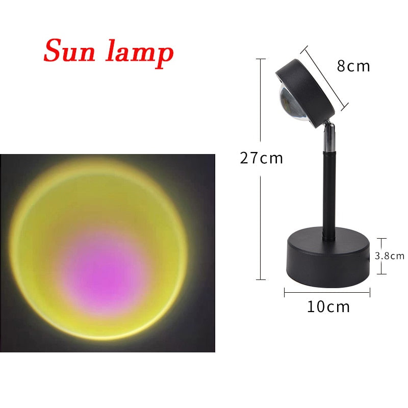 USB Rainbow Sunset Red Projector Led Night Light Sun Projection Desk Lamp for Bedroom Bar Coffee Store Wall Decoration Lighting