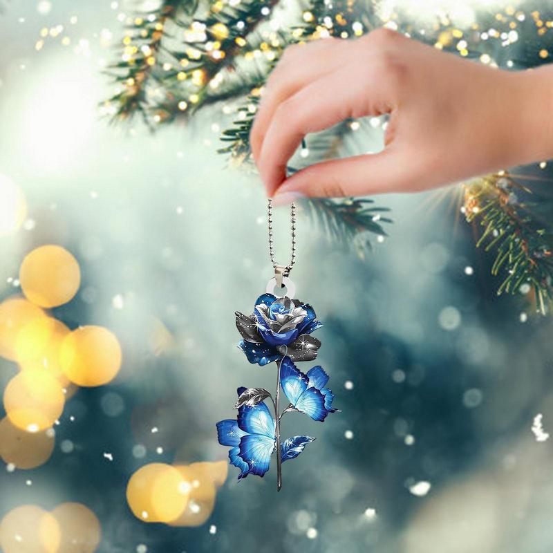 Blue Dragon Moon Pendant Christmas Car Interior Hanging Ornament Acrylic Hanging Decoration For Christmas Tree  home decor