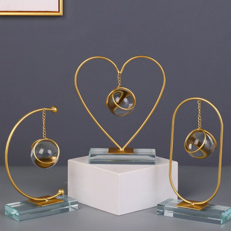 Gold Crystal Ball Ornaments Simple Metal Nordic Decoration Bedroom Ornaments Creative Arts Crafts home Decoration Accessories
