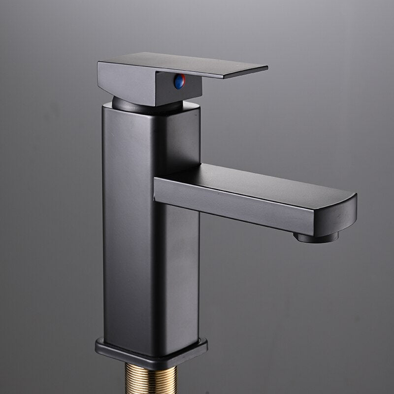 TAICUTE Classic Black Sink Faucets Hot Cold Water Tap Waterfall Basin Mixer Bathroom Accessories Sets Basic Home Faucet