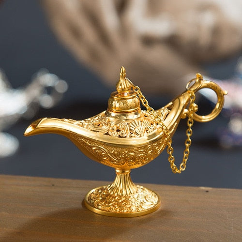 Aladdin Lamp Traditional Hollow Out Fairy Tale Magic Aladdin Wishing Lamp Tea Pot Vintage Retro Home Decoration Accessories 1PC