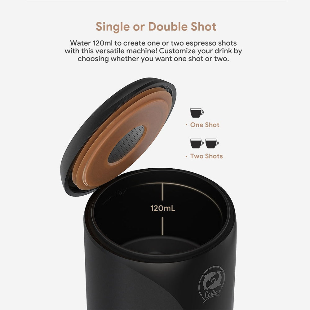 Portable Coffee Machine Espresso Coffee Maker for Car & Home Compatible with Nespresso Capsule Coffee Powder with Holder Gift