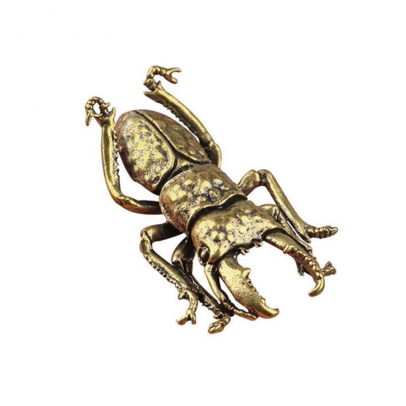 Antique Bronze Beetle Miniature Figurines Small Desk Decorations Vintage Brass Insect Tea Pets Ornament Home Decor Accessories
