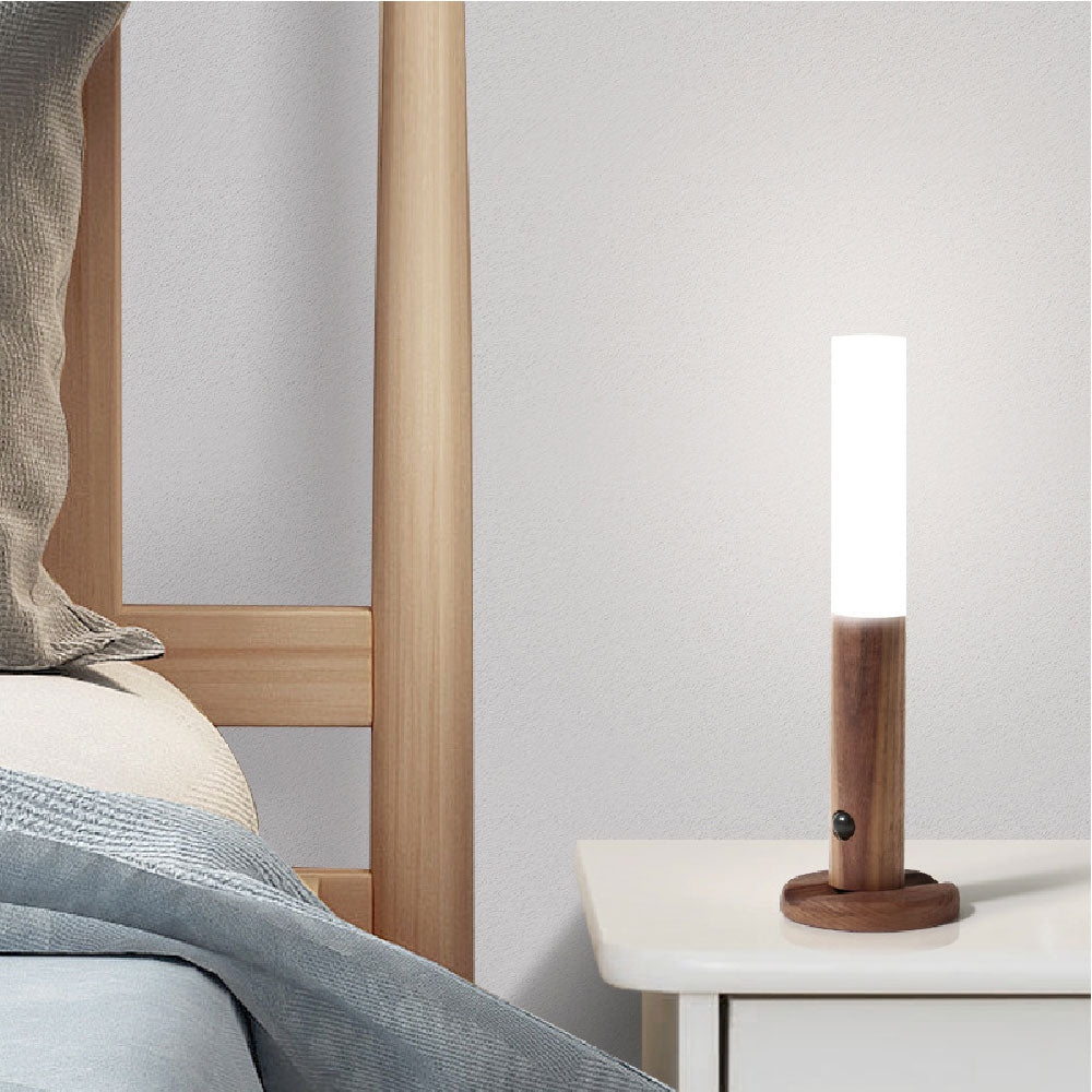 Sayposo LED Wood Wireless PIR Night Light USB Wall Lamp Kitchen Cabinet Closet Lamp Home Bedroom Table Lamp Bedside Lighting