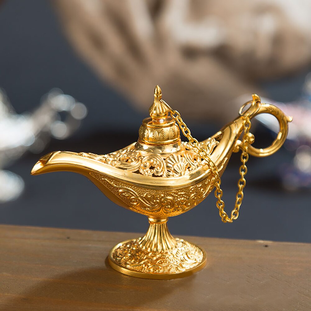 Aladdin Lamp Traditional Hollow Out Fairy Tale Magic Aladdin Wishing Lamp Tea Pot Vintage Retro Home Decoration Accessories 1PC