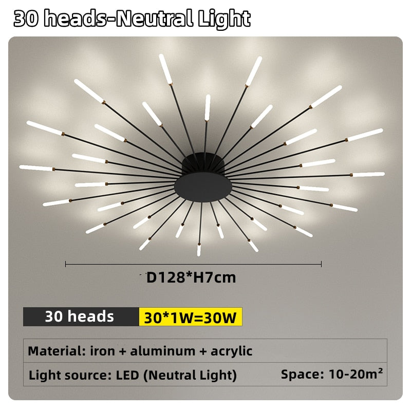 Hot Sale Fireworks Led Chandelier For Living Room Bedroom Home Chandelier Dimmable Led Ceiling Chandelier With Remote Control