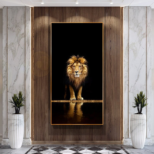 Golden Black Lion Canvas Poster Modern Home Decor Animal Print Wall Art Painting Decorative Picture Living Room Decoration Mural