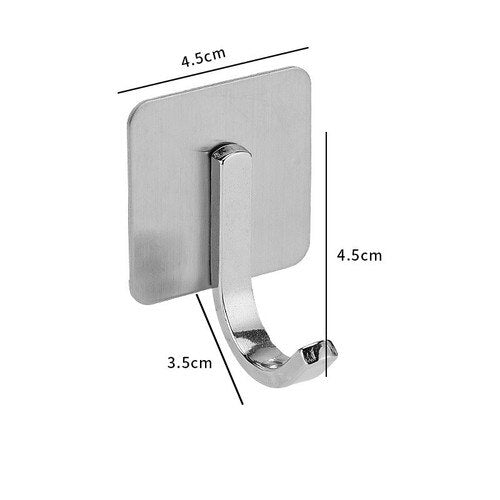 Self Adhesive Stainless Steel Hook Home Kitchen Wall Hook Clothes Hanger Towel holder Bathroom Rustproof sticky Hooks Accessory