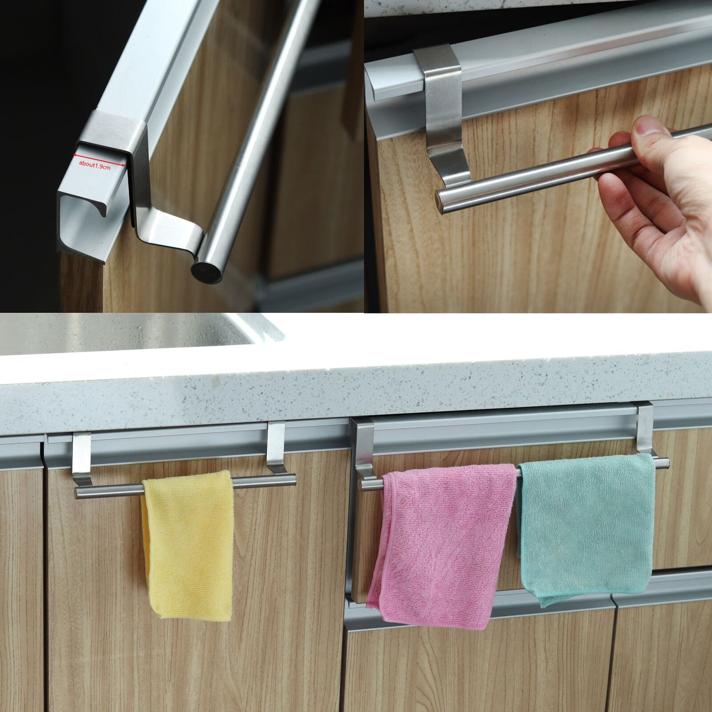 Towel Rack Over Door Towel Bar Hanging Holder Stainless Steel Bathroom Kitchen Cabinet Towel Rag Rack Shelf Hanger Accessories