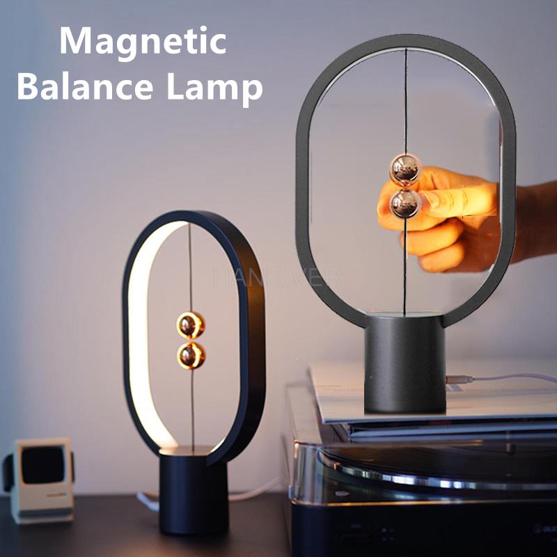 Novelty Mini Magnetic Balance Lamp Levitation Floating Ball USB Bedside Birthday Gift For Kids Fancy LED Night Light Room Decor