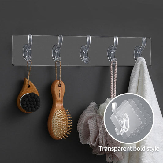 Transparent Sticky Hook Wall Hooks Adhesive Sticker Hanger Decor Wall Hanging Waterproof Invisible Strong Bathroom Accessories