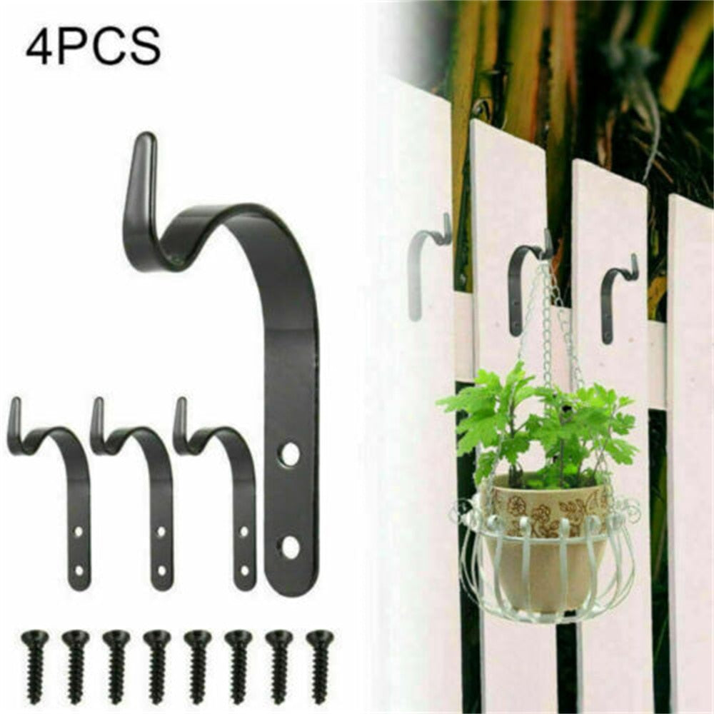 4/8Pack Metal Hanging Basket Brackets Outdoor Garden Plant Hanger Hook Wall Decoration Flower Basket Hook Accessories