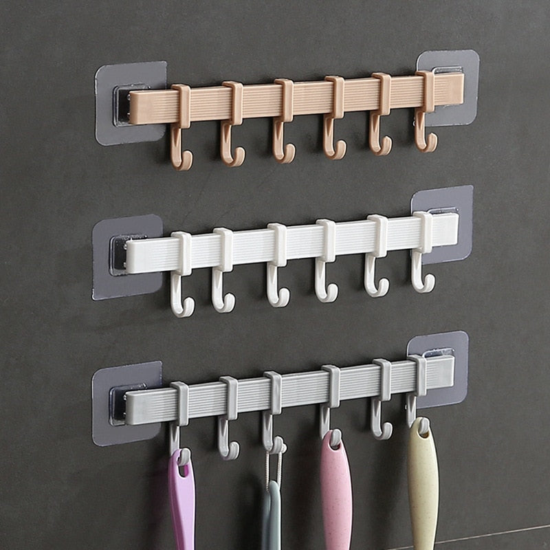 Kitchen Hook Rack No Punching Hanging Rod Rack Strong Adhesive Toilet Wall Clothes Hook Towel Home Storage Accessories 2022 New